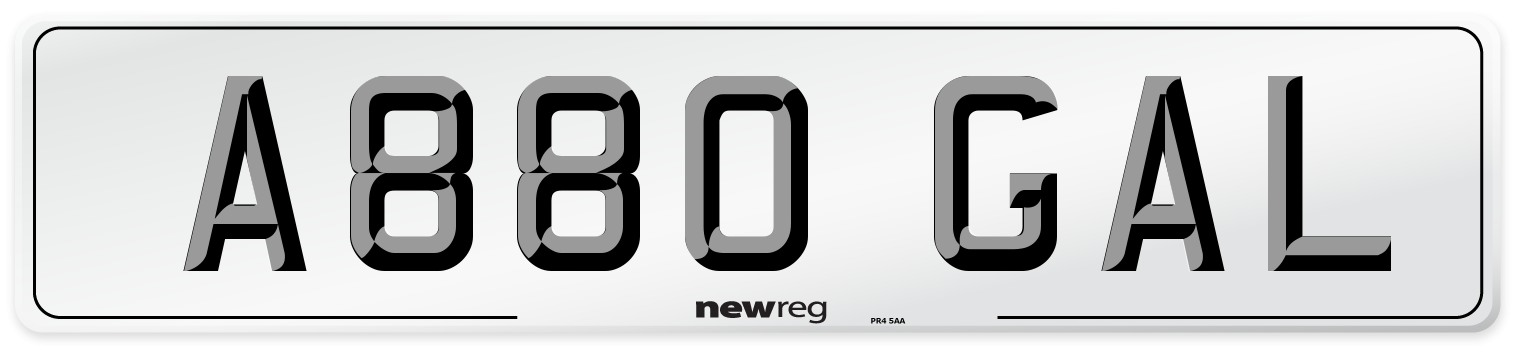 A880 GAL Number Plate from New Reg